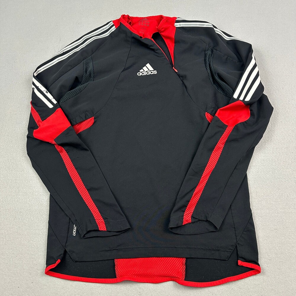 Vintage adidas Shirt Men Medium Black Formotion Asymmetrical Zip Soccer Jersey *